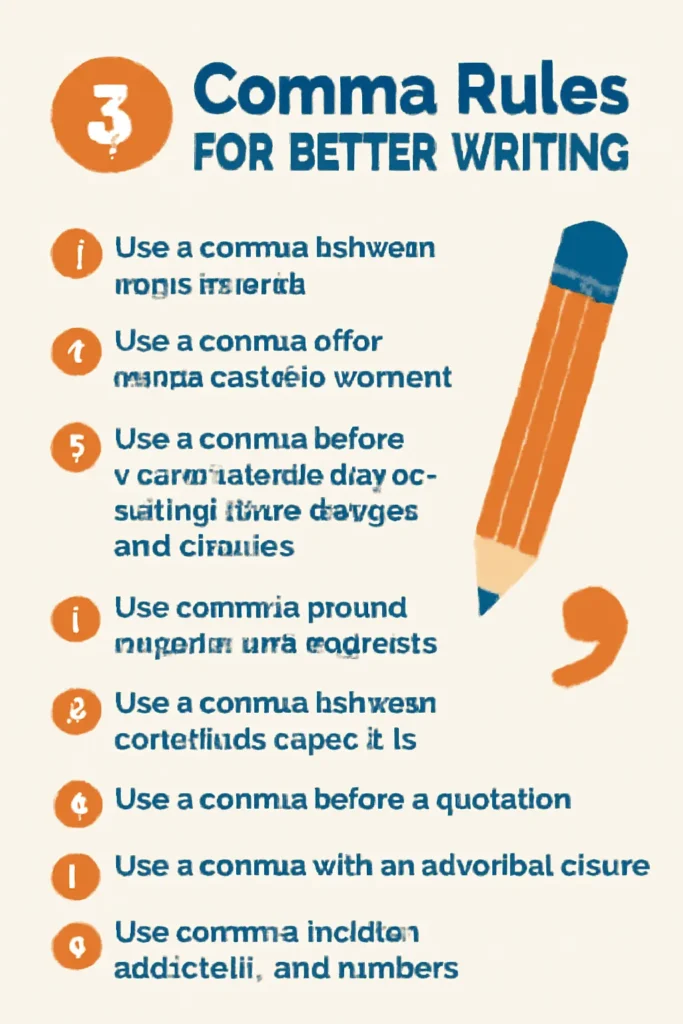 Discover the 8 Comma Rules for better writing! Enhance your punctuation skills and boost readability with these essential tips for mastering commas